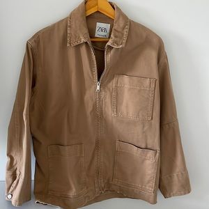 Flattering Zara Utility Jacket Taupe